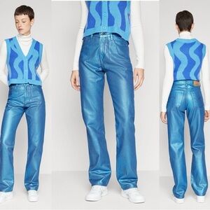 G-Star Raw viktoria high straight denim jeans luna blue metallic foil 29 NWT